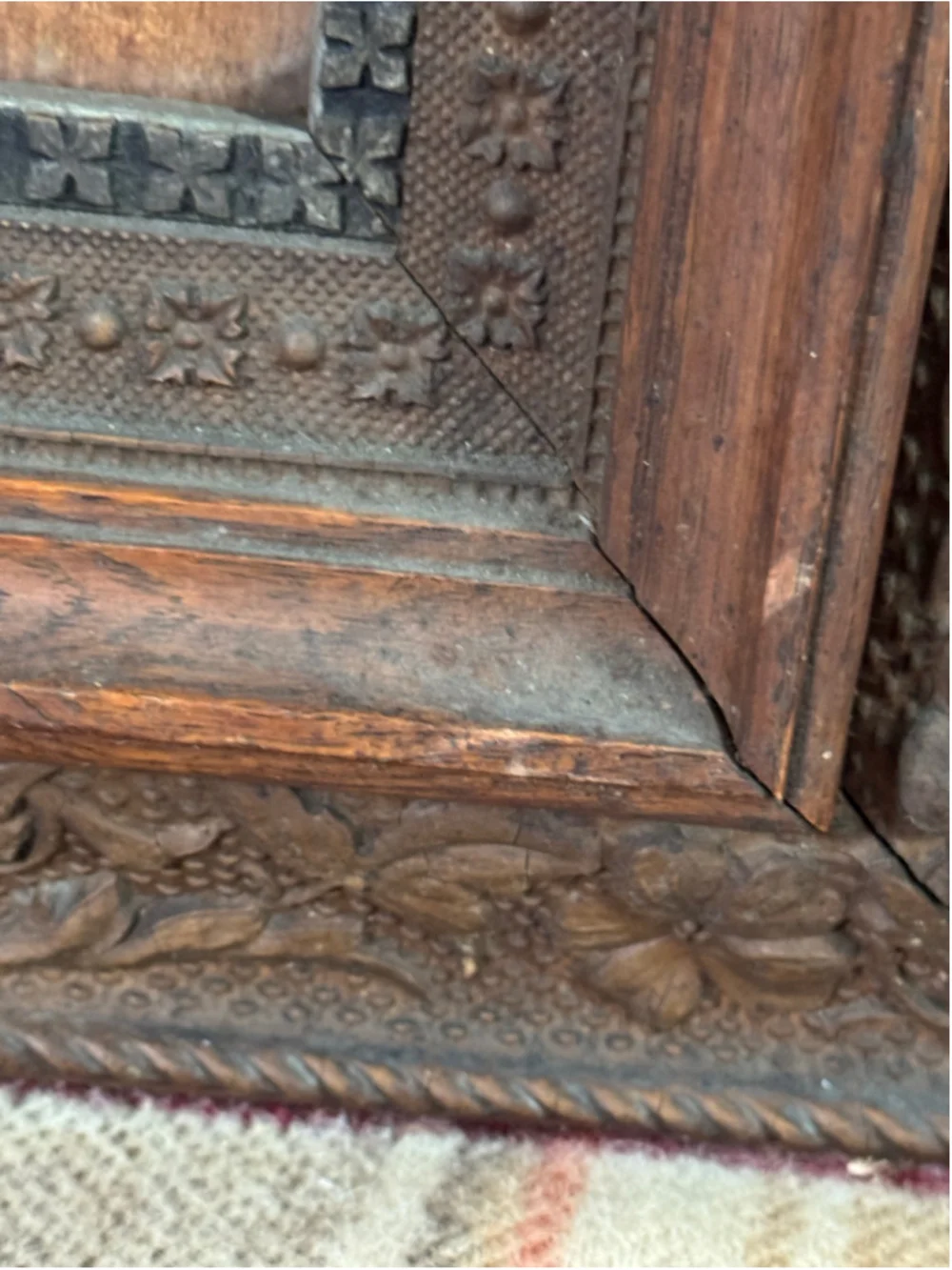 Antique Victorian Eastlake Picture Frame Ornate Floral Compo Wood 20x18